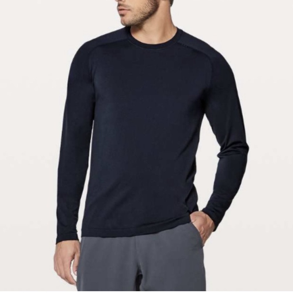 Lululemon Metal Vent Tech Long Sleeve Shirt Navy Blue Mens Training Top